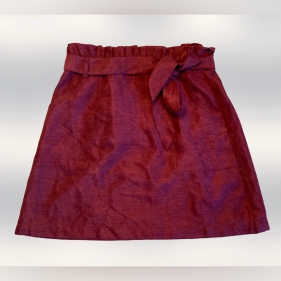 Main Strip: Maroon Skirt With Tie and Zipper - Picture 15 of 16